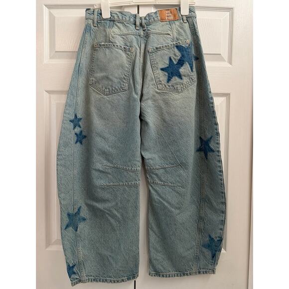 Free People We The Free Good Luck Star Barrel Jeans 30 - Picture 5 of 9